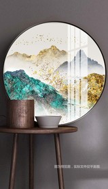 中式金箔珐琅彩山水飞鸟装饰画