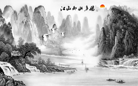 灰色无框画分层