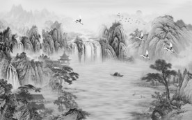 灰色新山水画 TIF分层画