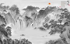 中式意境山水画 TIF分层