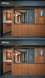 高档木纹餐饮店铺门头设计图