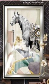玄关马到成功晶瓷画装饰画