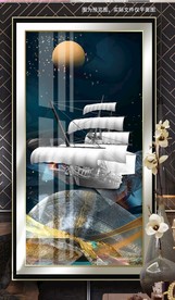 一帆风顺帆船玄关装饰画