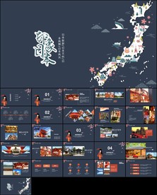 日系风日本之旅相册画册PPT