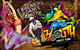 个性涂鸦街舞酒吧工装背景墙