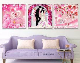 梦幻幸福情侣玫瑰拱门无框画