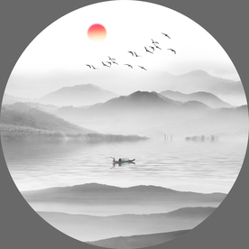 抽象水墨画 山水画 无框画