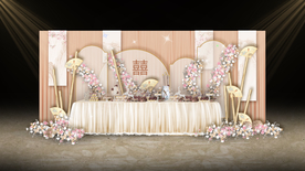 香槟色新中式婚礼甜品区