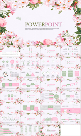 清新唯美时尚韩范文艺花束ppt