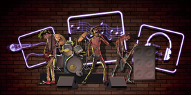 手绘摇滚音乐主题背景墙