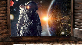 太空星球宇航员背景墙