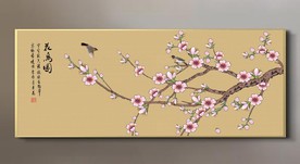 原创手绘梅花花鸟装饰画壁画