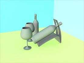 酒瓶模型 红酒架 C4D模型