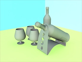 酒瓶模型 红酒架 C4D模型