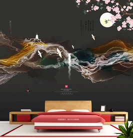 新中式装饰画 背景墙 床头画