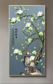 原创玄关玉兰花鸟雅啥兰香装饰画