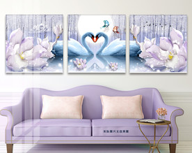 唯爱天鹅湖紫色荷花无框画