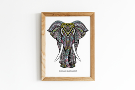 大象图案插画装饰画