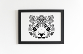 手绘熊猫艺术画