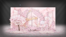 粉色婚礼迎宾区