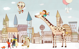 卡通儿童房背景墙