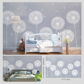 简洁蒲公英电视背景墙