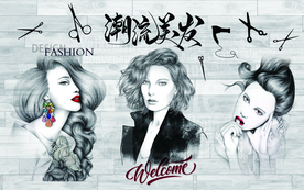 美发背景墙装饰画