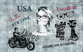 涂鸦美女装饰画背景墙