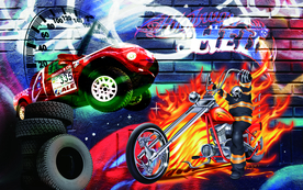 涂鸦汽车装饰画背景墙