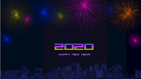 矢量图城市与烟花背景图