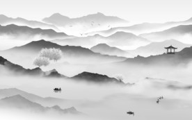 奢华灰色山水画 TIF分层画