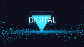 蓝色背景数字科技点线设计图