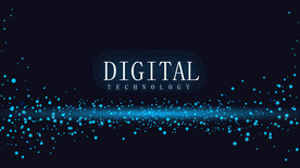 蓝色背景数字科技点线设计图