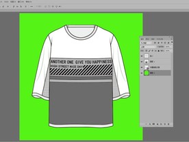 斜线杠条时尚英文七分袖女T印花