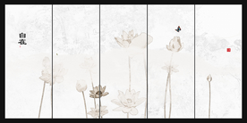 荷花屏风画