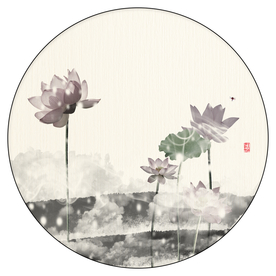 荷花风景画