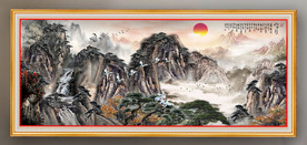 原创水墨山水装饰画背景墙壁画