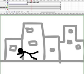 火柴人在路上走着走着摔倒7秒