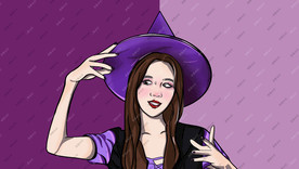 万圣节手绘  女巫手绘 多图层