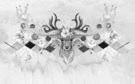 麋鹿新款背景墙画 TIF分层