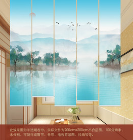 新中式卷帘窗帘升降遮光隔断帘