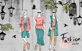 时尚女装店背景墙