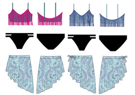 女士分体泳衣流苏泳衣三件套