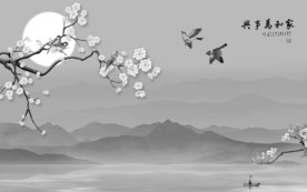 花鸟大气山水画 TIF分层