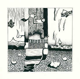 圆珠笔画江南风景