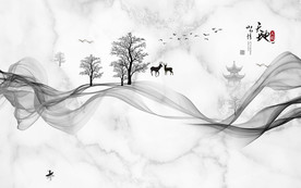 山水情山水新中式画 TIF分层