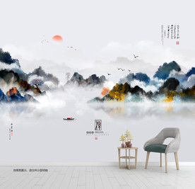 群山 山峰 写意山水画