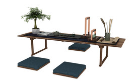 中式禅意茶桌3d模型