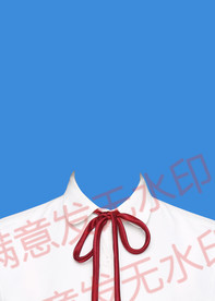 证件照女生白衬衫红丝带领结模板