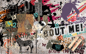 个性欧美涂鸦美女酒吧工装背景墙